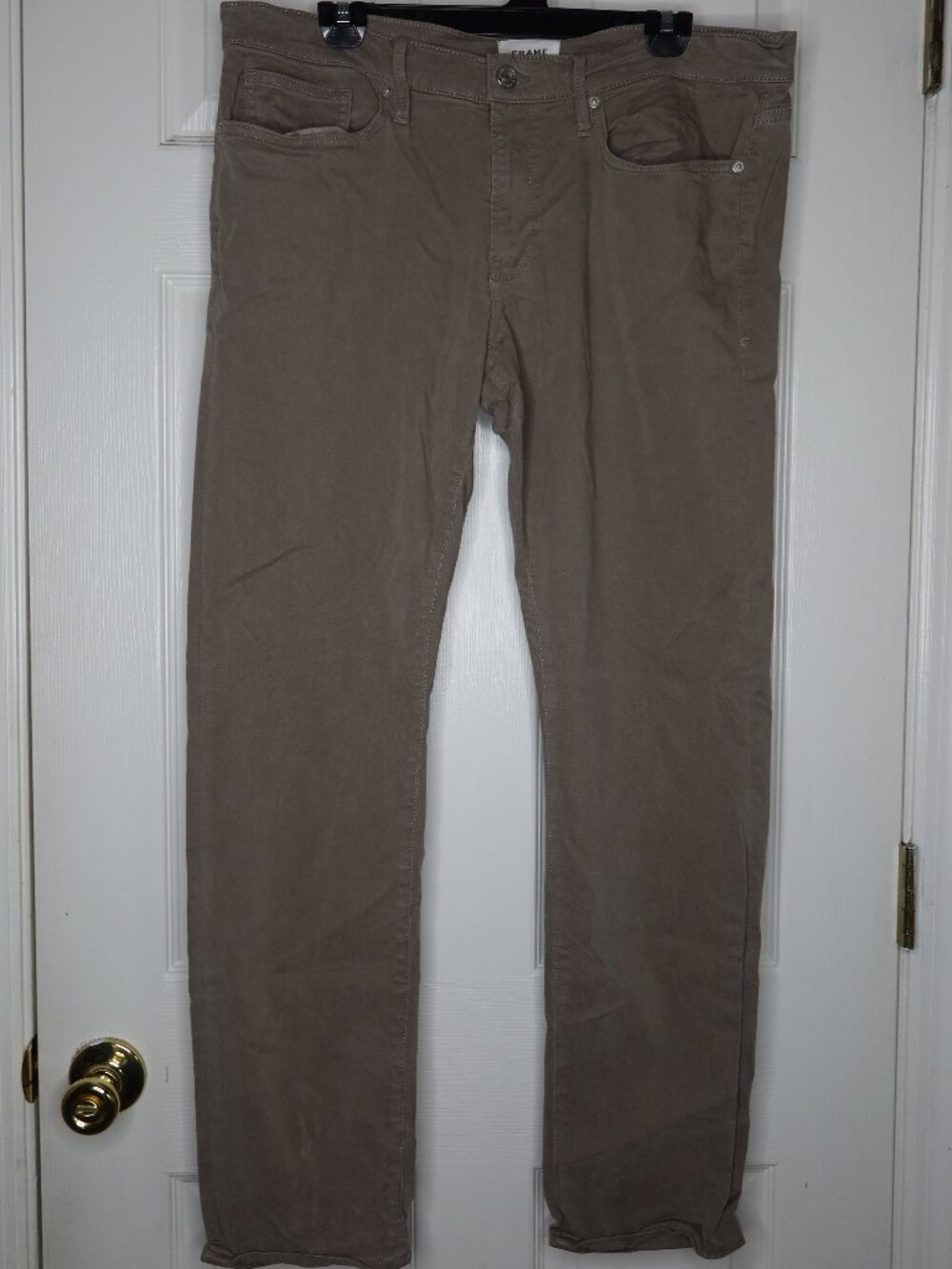 Frame Denim L'Homme Slim  Pants Mens 36 Slim Fit Dark Tan